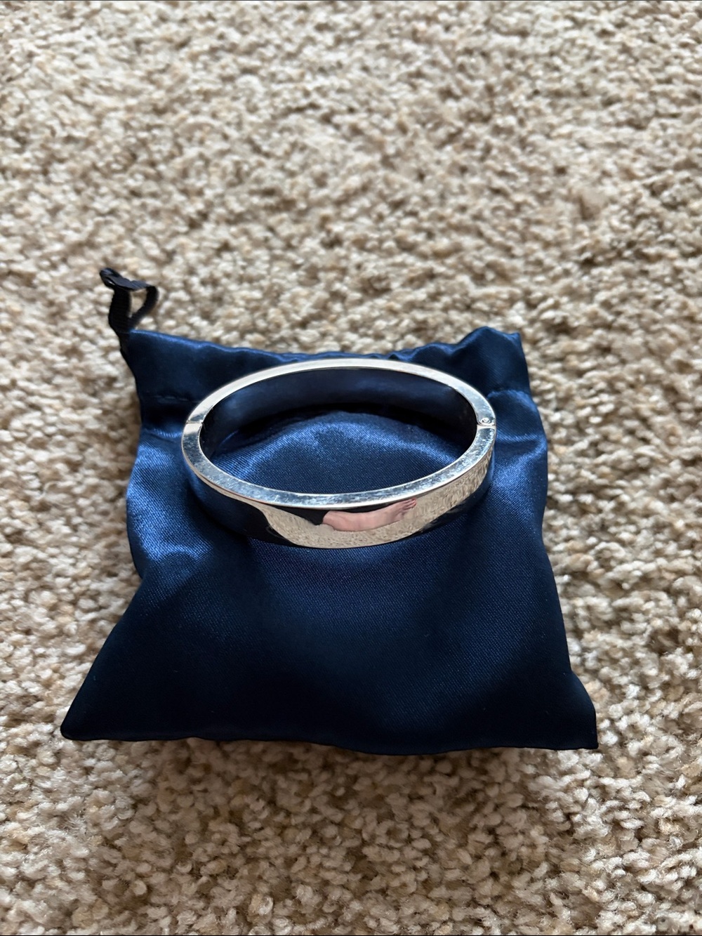QVC Silver-Tone Hammered Bangle Bracelet